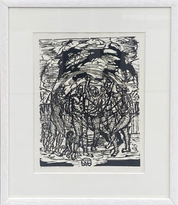 Viktoras Petravičius<br>Kompozicija, 1946<br>Popierius, linoraižinys, 36,5x29 (59x51)