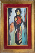 Load image into Gallery viewer, Pranas Domšaitis&lt;br&gt;Mergina raudona palaidine, 1960-61&lt;br&gt; Aliejus, kartonas, 50x27