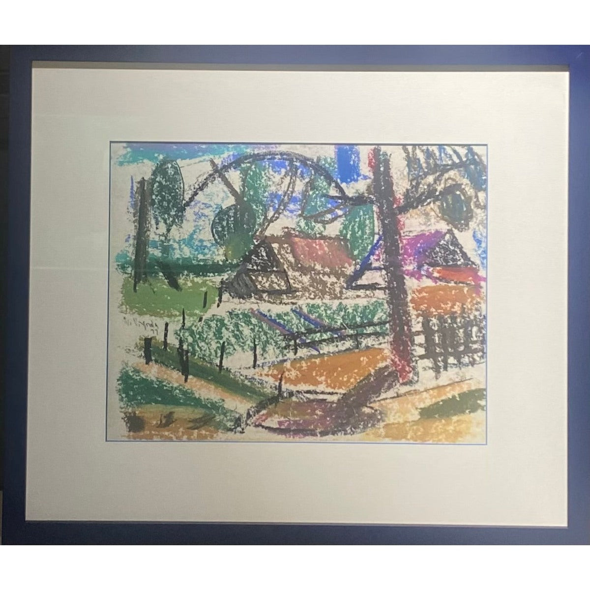 Viktoras Vizgirda | Landscape, 1977 | Pastel, mixed media paper., 27x35 (43x51)