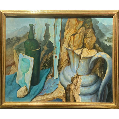 Samuel Bak | Still Life with Vessels, a. 1985 | Drobė, aliejus, 40x50 (45x55)