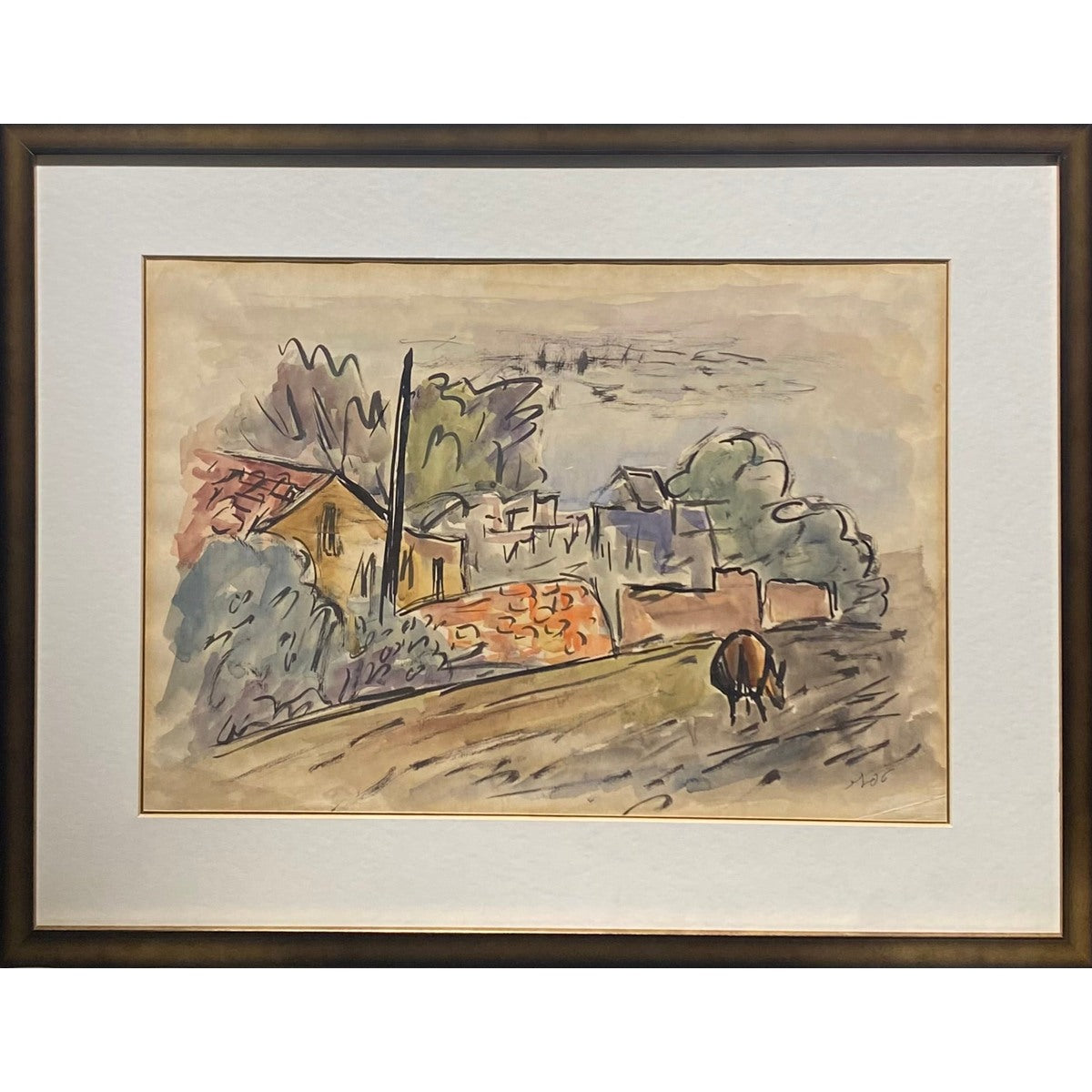 Shmuel Tepler | Donkey in the Street | Akvarėlė, popierius, 34x49