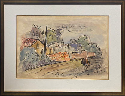 Shmuel Tepler | Donkey in the Street | Watercolor, paper, 34x49