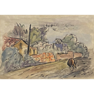 Shmuel Tepler | Donkey in the Street | Akvarėlė, popierius, 34x49