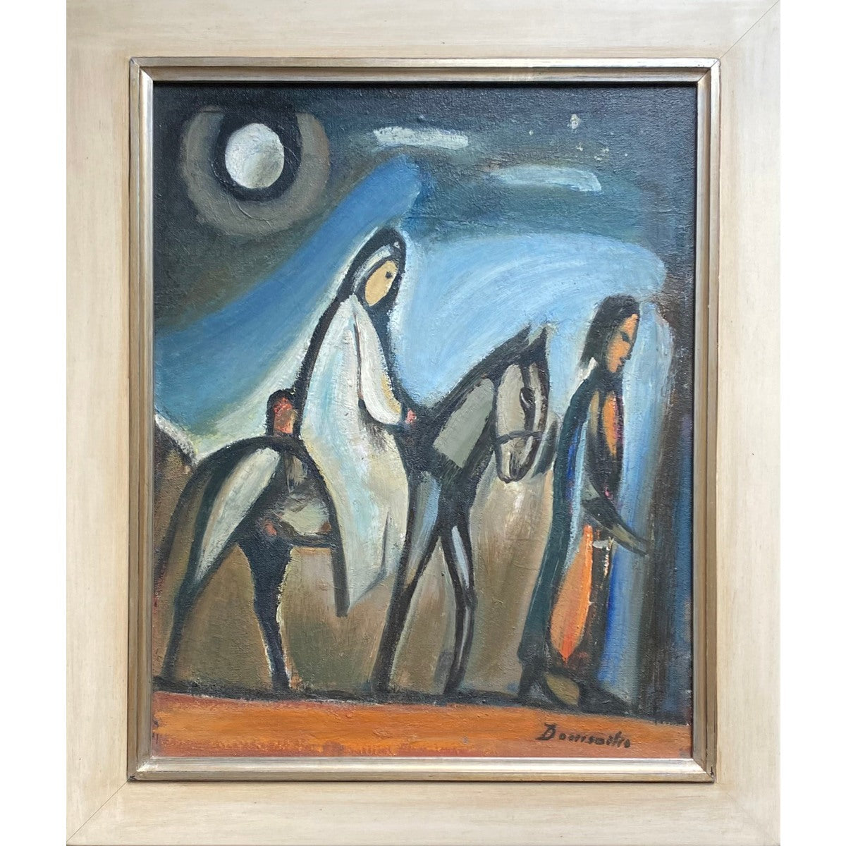 Pranas Domšaitis | The Flight to Egypt / Pabėgimas į Egiptą | Aliejus kartonas, 70x56 (88x74)