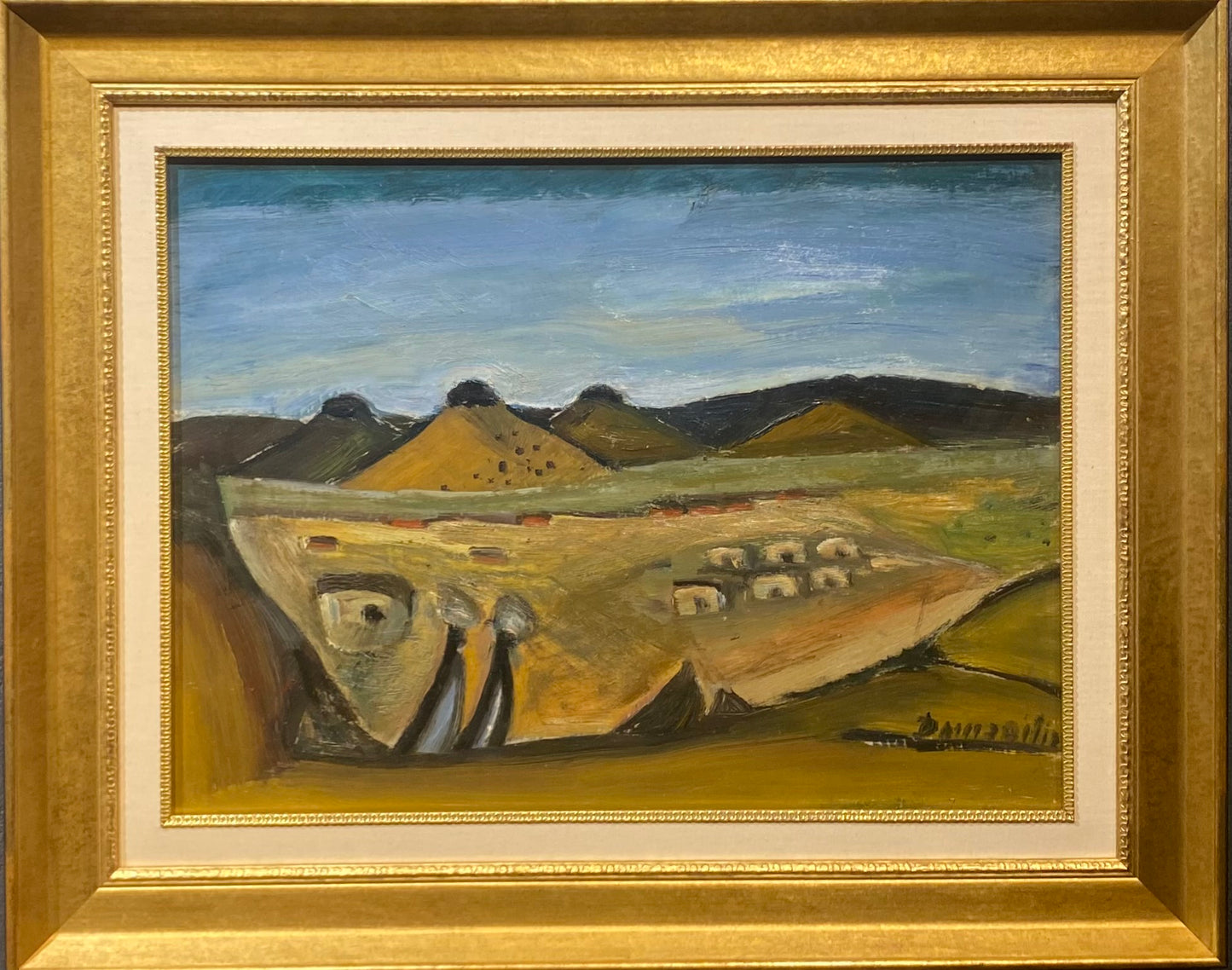Pranas Domšaitis | Trijų Seserų kalvos, 1953-55 | Aliejus, kartonas, 44,5x59 (63x78)
