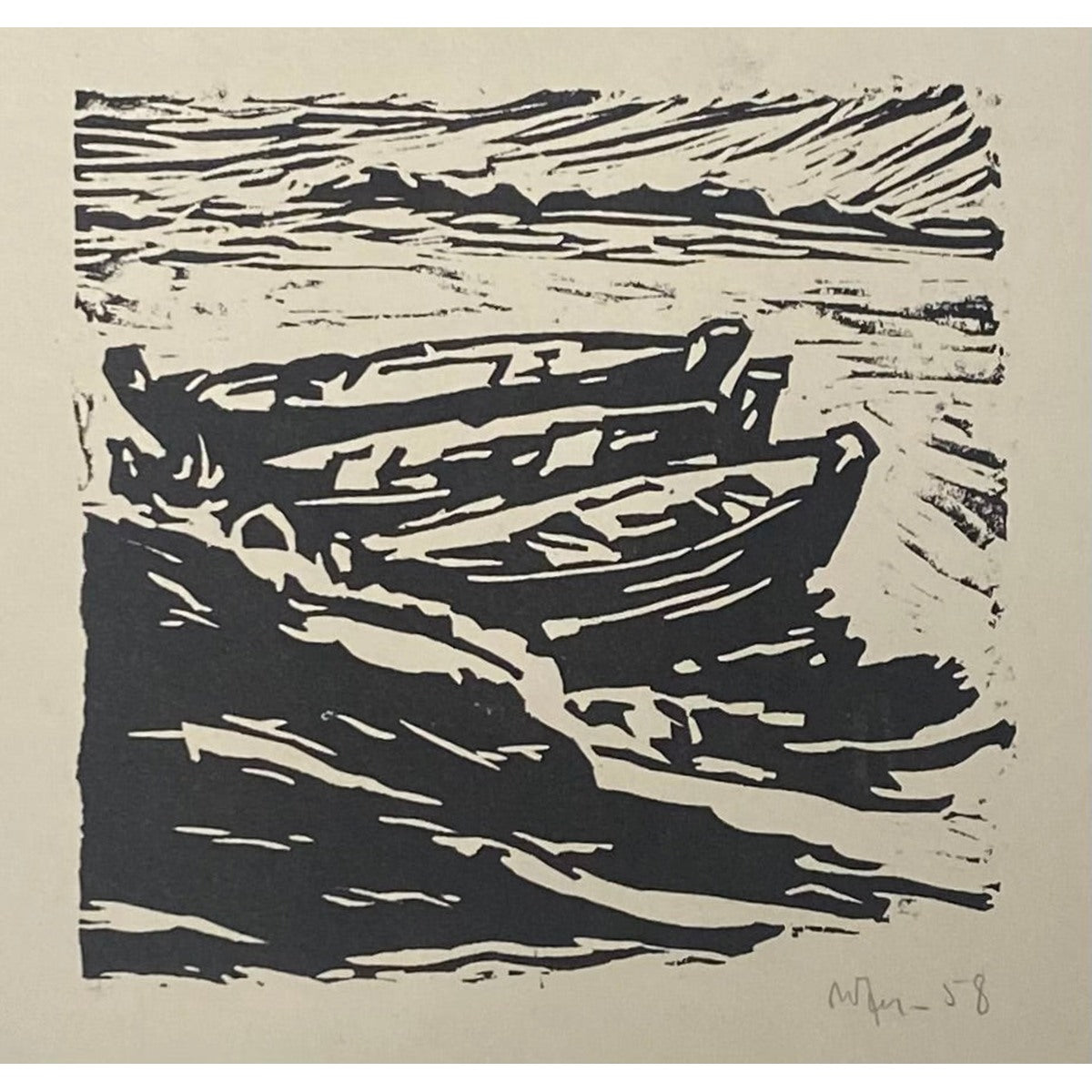 Valerijonas Jucys | Valtys, 1958 | Linoraižinys, 11,7x12 (30x30)