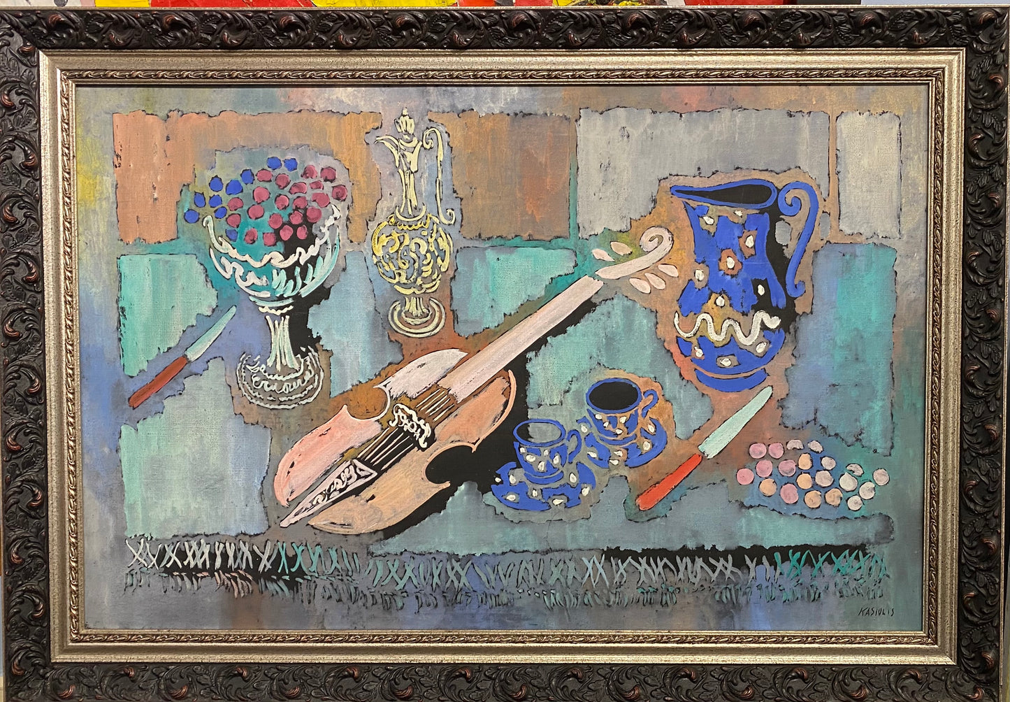 Vytautas Kasiulis | Still life | Oil on canvas, 65x100 (82x116)