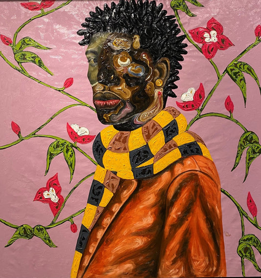 PABI DANIEL (Ghana) | Man with the Scarf, 2021 | Oil, acrylic, canvas, 130x125