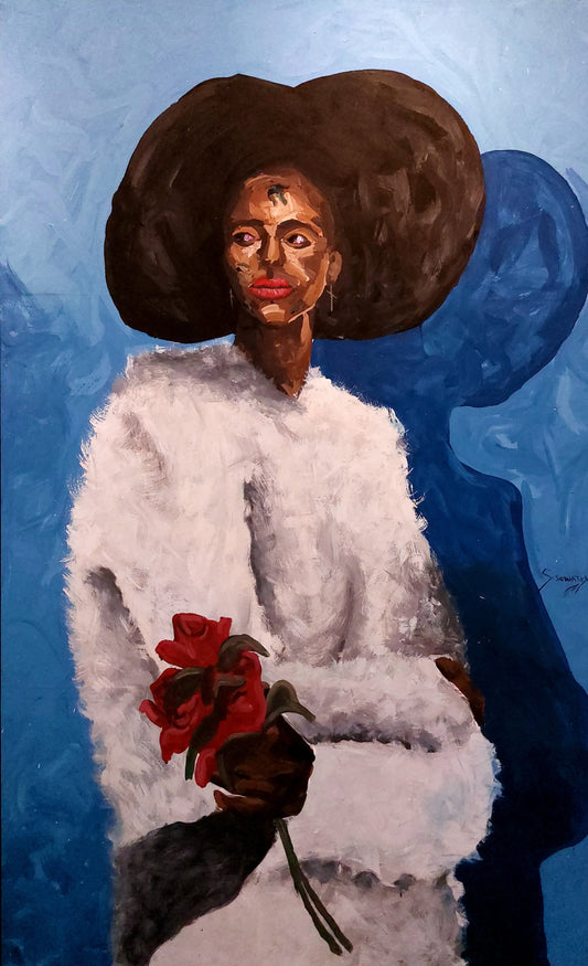 Samuel Sowatey (Ghana) | My World, 2021 | Acrylic on canvas, 214 x 137 ( 219 x 142)