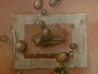Samuel Bak | Escort, 1967 | Oil on canvas, 46x38 (66x58,5)
