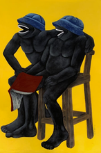 Load image into Gallery viewer, Thokozani Madonsela (PAR)&lt;br&gt;Sharing a Moment, 2021&lt;br&gt;Drobė, akrilas, koliažas, 158x93 (162x98)
