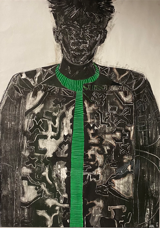 Tiemar Tegene (Etiopija) | Color Green, 2021 | Mišri technika, popierius, 70×50 (90x70)