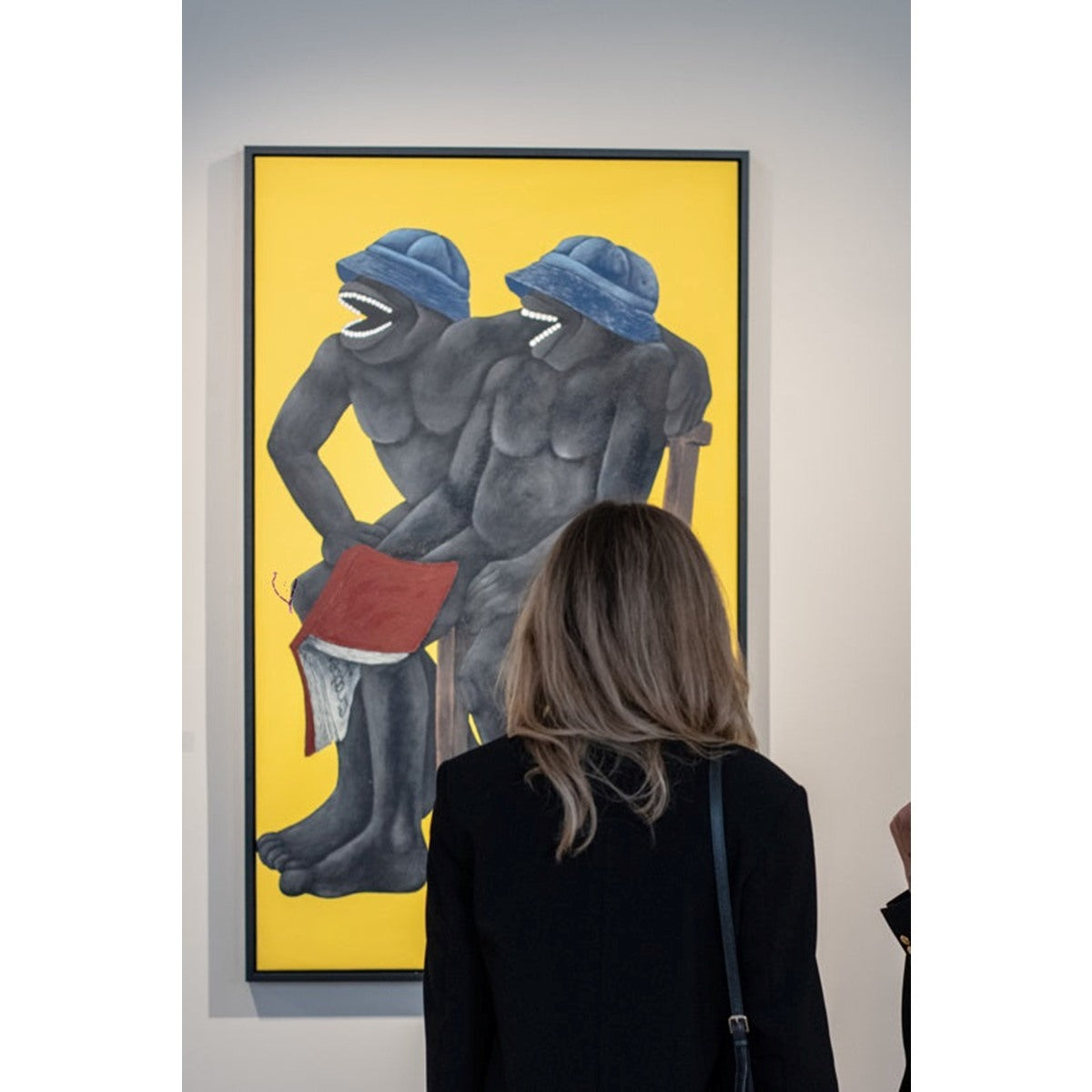 Thokozani Madonsela (South Africa) | Sharing a Moment, 2021 | Canvas, acrylic, collage, 158x93 (162x98)