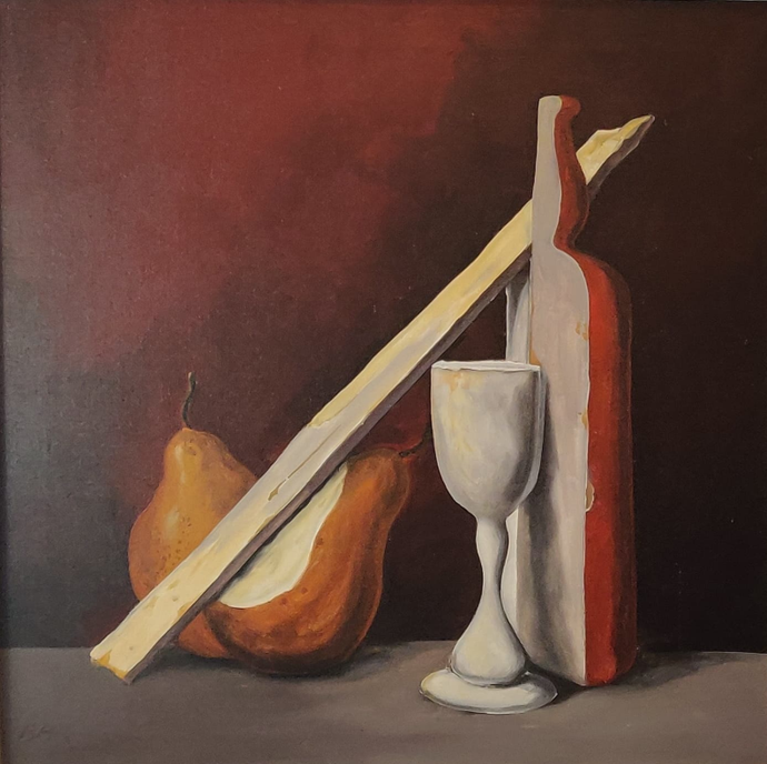 Samuel Bak | Still Life With Pears and bottle, 1978 | Drobė, aliejus, 60x60