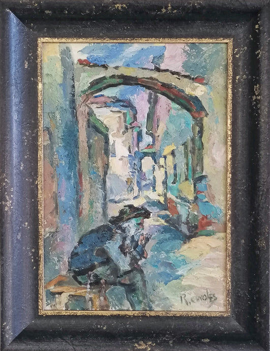 Rafael Chwoles | Miesto peizažas, 1979 | Aliejus, drobė ant kartono, 41x28