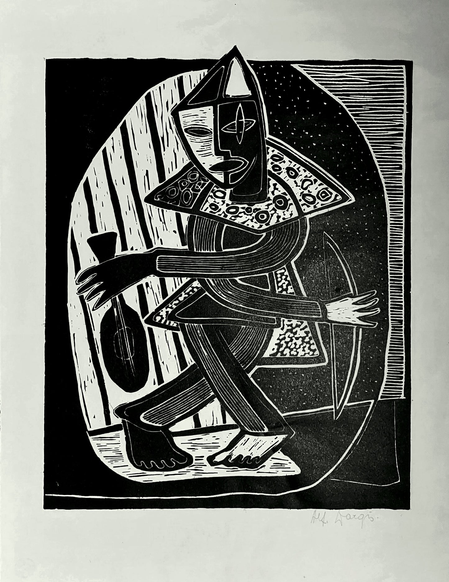 Alfonsas Dargis | Clown, 1950 | Woodcut,  50x40 (69x59)