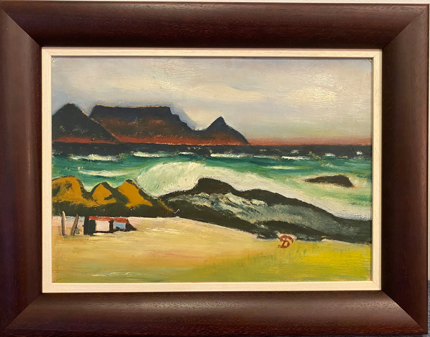 Pranas Domšaitis | Table Mountain from Bloubergstrand | Aliejus, kartonas, 35x50