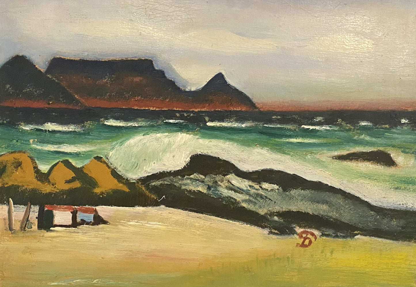 Pranas Domšaitis | Table Mountain from Bloubergstrand | Aliejus, kartonas, 35x50