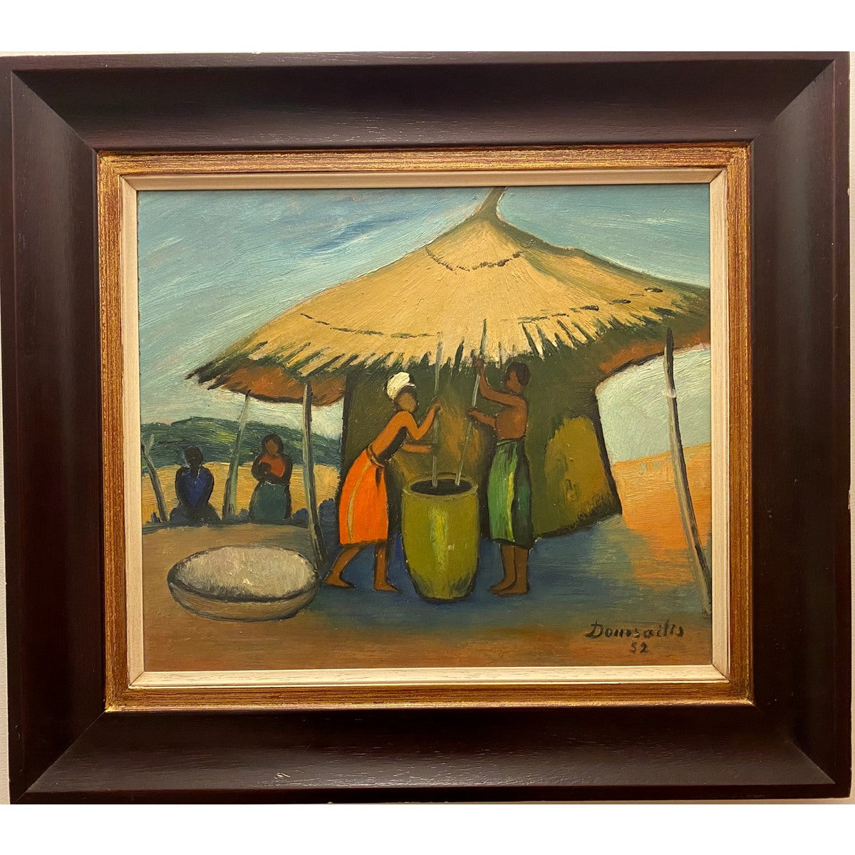 Pranas Domšaitis | Stamping Maize, 1952 | Aliejus, kartonas, 39x46 (56x62)