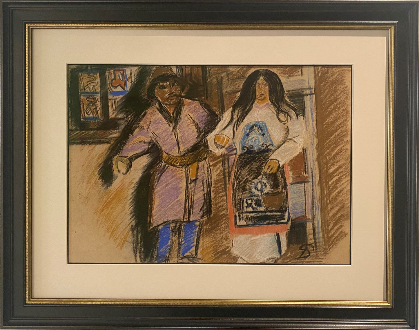 Pranas Domšaitis | Man and Woman | Pastel, paper, 32x46