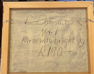 Pranas Domšaitis<br>Karoo peizažas<br>Aliejus, kartonas, 50x61 (65x76)