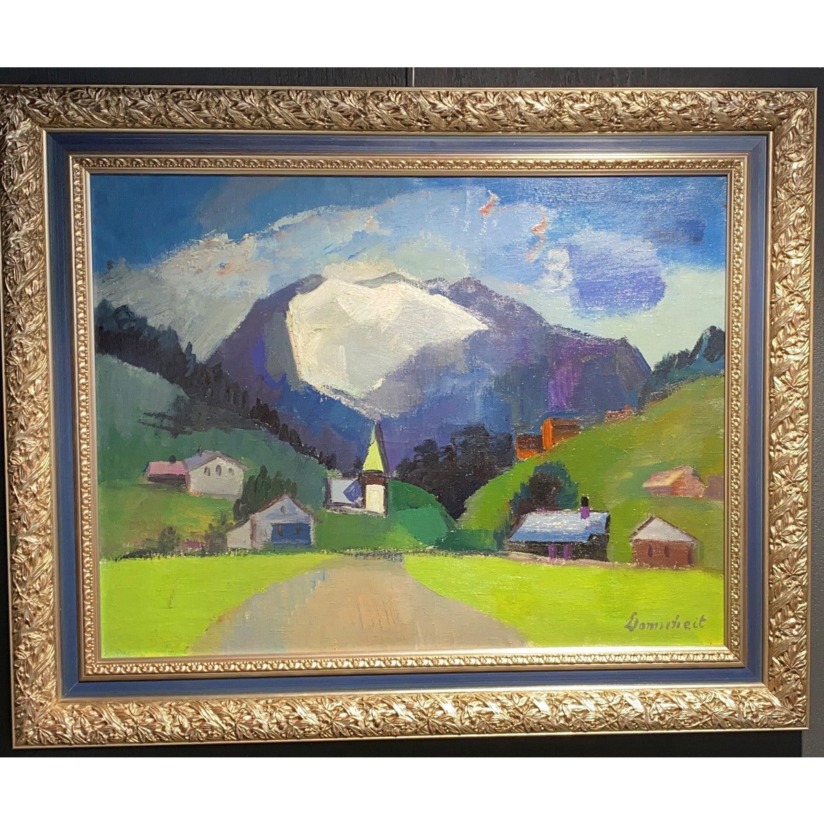 Pranas Domšaitis | Nameliai kalnuose, XX a. 4 deš. | Aliejus, drobė, 61,5x81,5 (75x95)