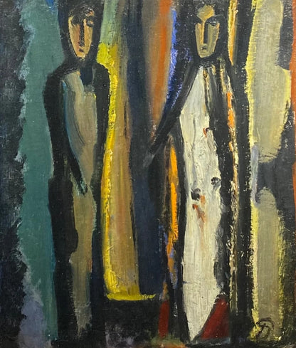 Pranas Domšaitis | Dvi figūros, 1955-62 | Aliejus, kartonas, 57x50 (75x66)