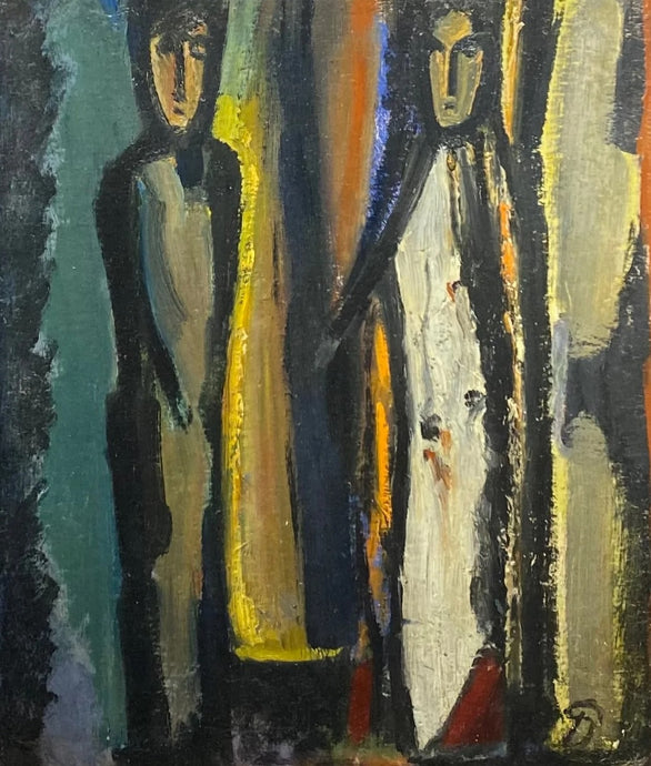 Pranas Domšaitis<br>Dvi figūros, 1955-62<br> Aliejus, kartonas, 57x50 (75x66)