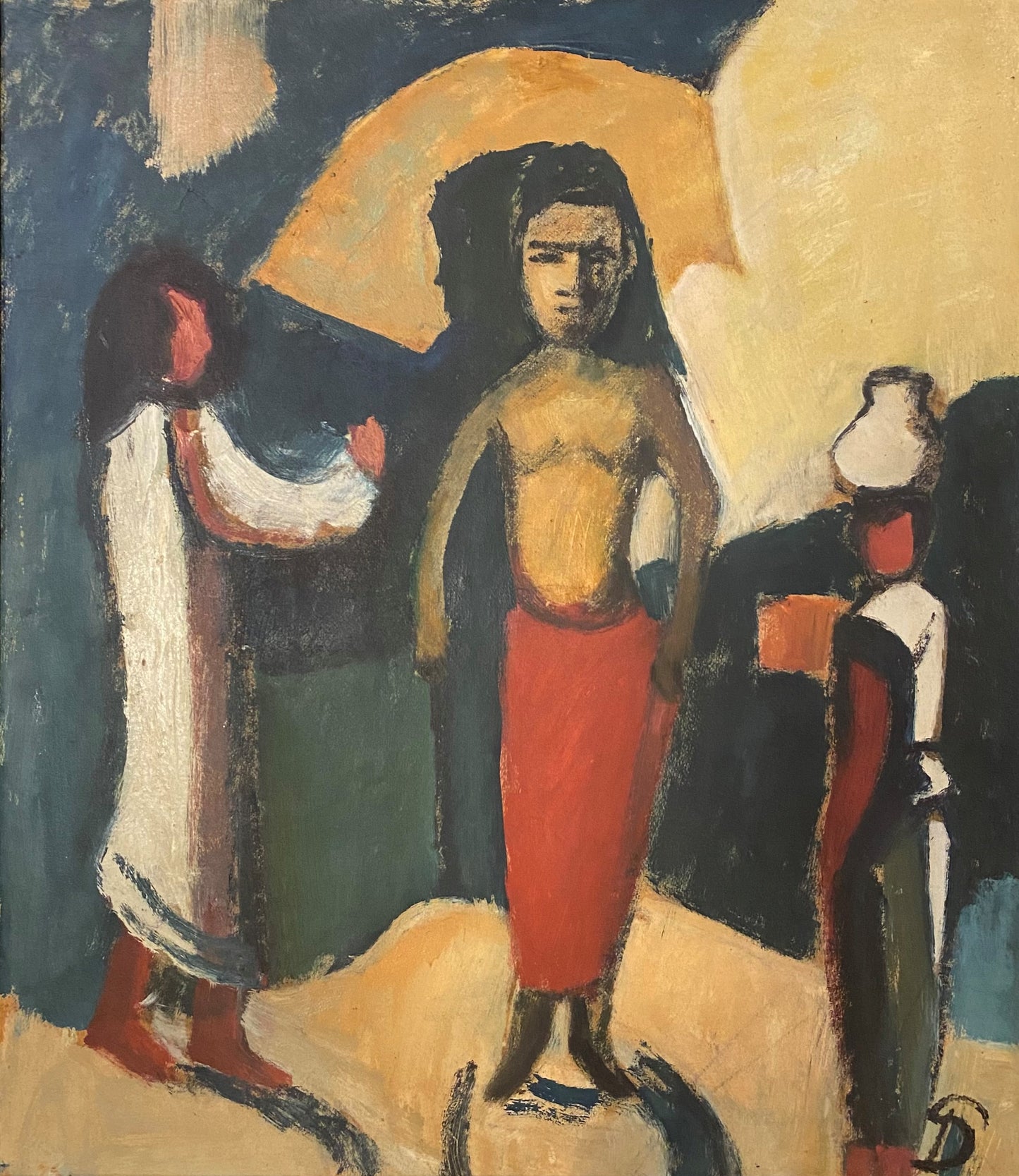 Pranas Domšaitis |  Figures, 6th-7th decade | Oil, paper, cardboard, 55x47