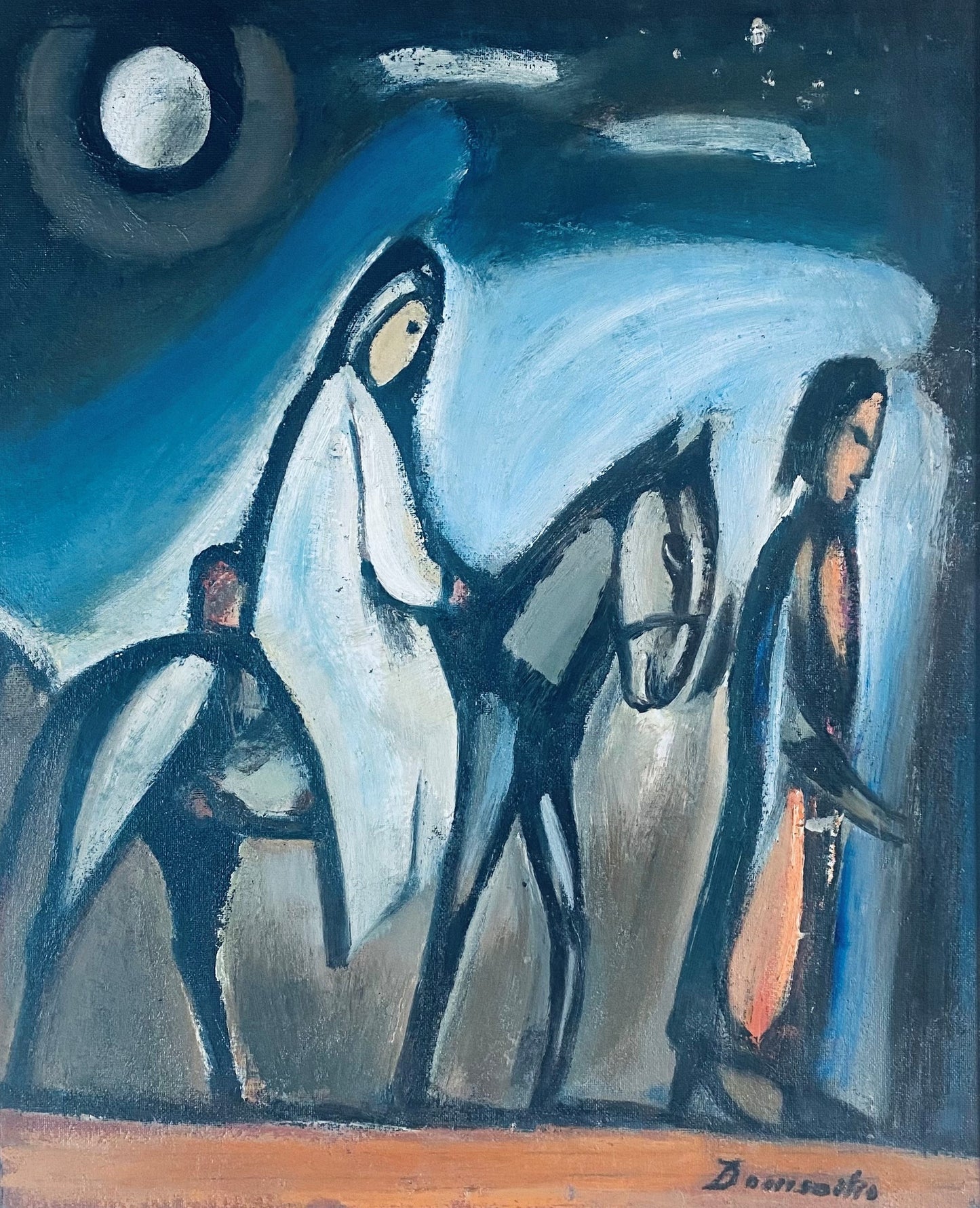 Pranas Domšaitis | The Flight to Egypt | Oil on cardboard, 70x56 (88x74)