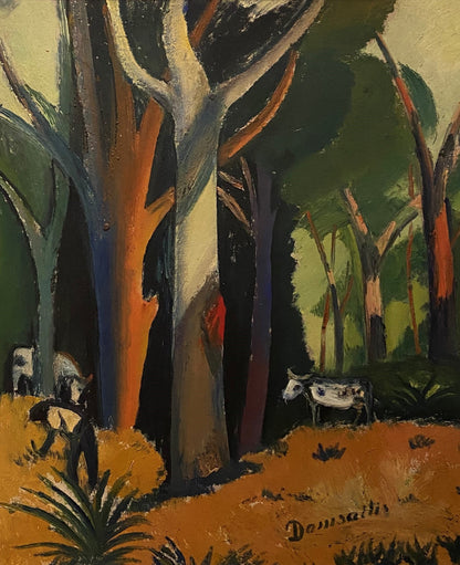 Pranas Domšaitis | Forest Genadendale, 1961 | Oil on cardboard, 60x50 (78x68)