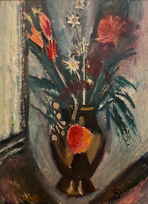 Pranas Domšaitis<br>Mixed flowers<br>Aliejus, kartonas, 55 x 41