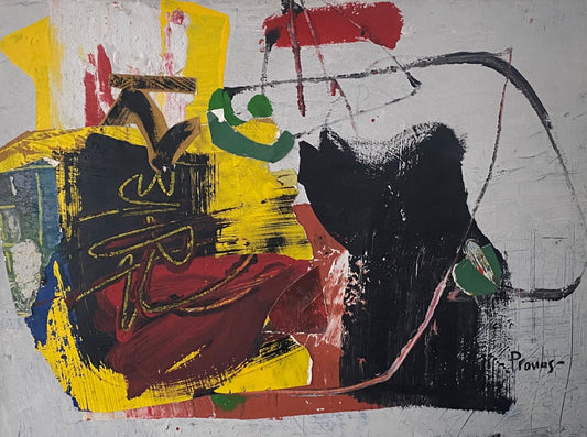 Pranas Gailius | Abstraction | Oil, collage, paper, wood, 54x72 (68x86)