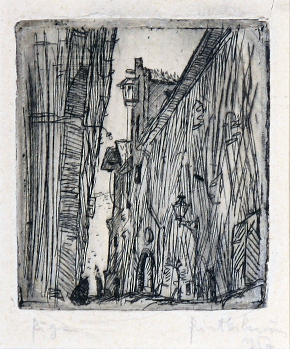 Rimtautas Gibavičius<br>Ryga, 1957<br>Popierius ofortas, 10.8x6.5 (24.5x22)