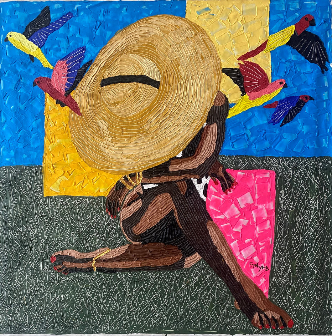 Daniel Gyekyi Gyan (Ghana)<br>Fusion Lady, 2022<br>Drobė, akrilas, 126×126