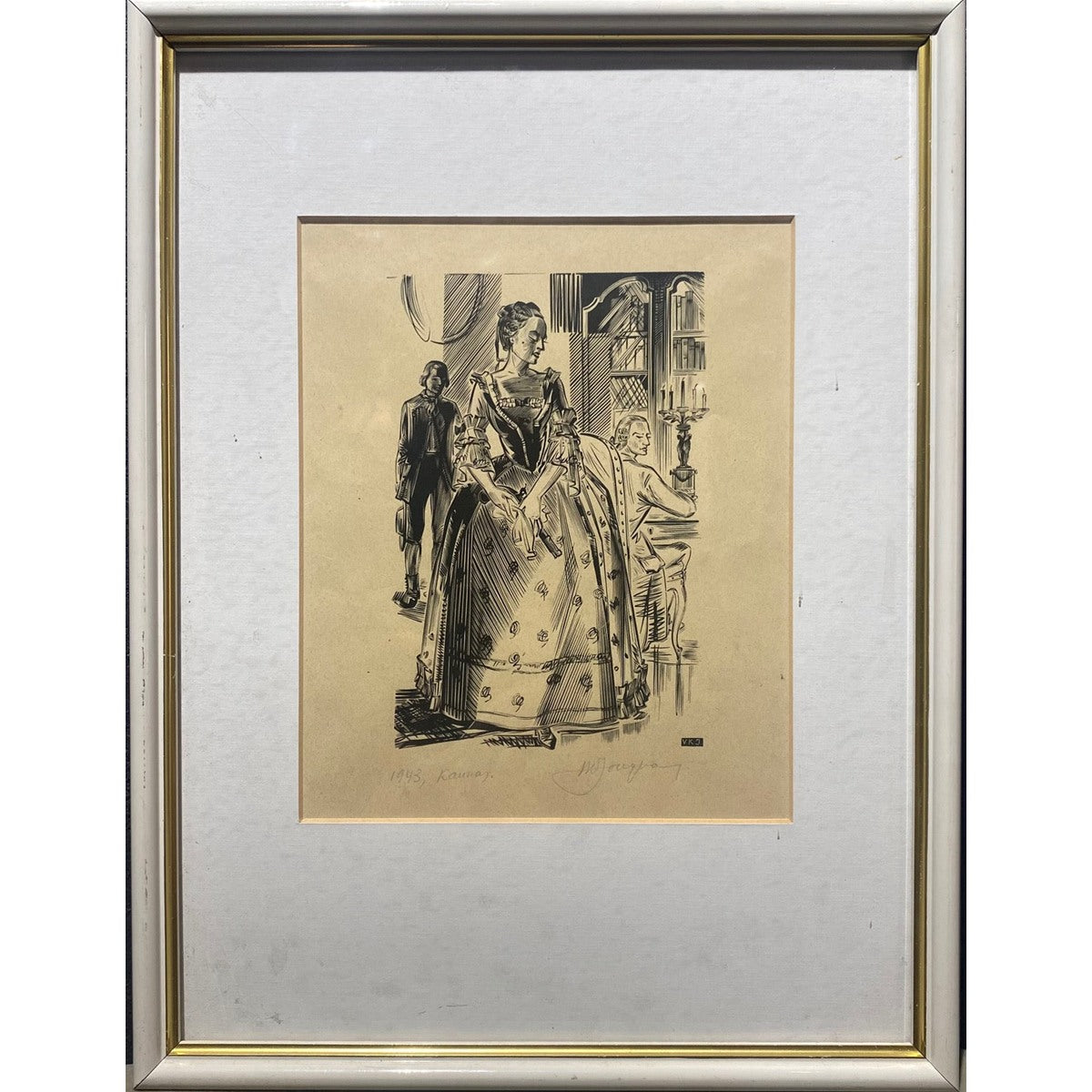 Vytautas Kazimieras Jonynas | Šarlota. Jaunojo Verterio kančios, 1943 | Medžio raižinys popierius, 15.5x10 (34x26)
