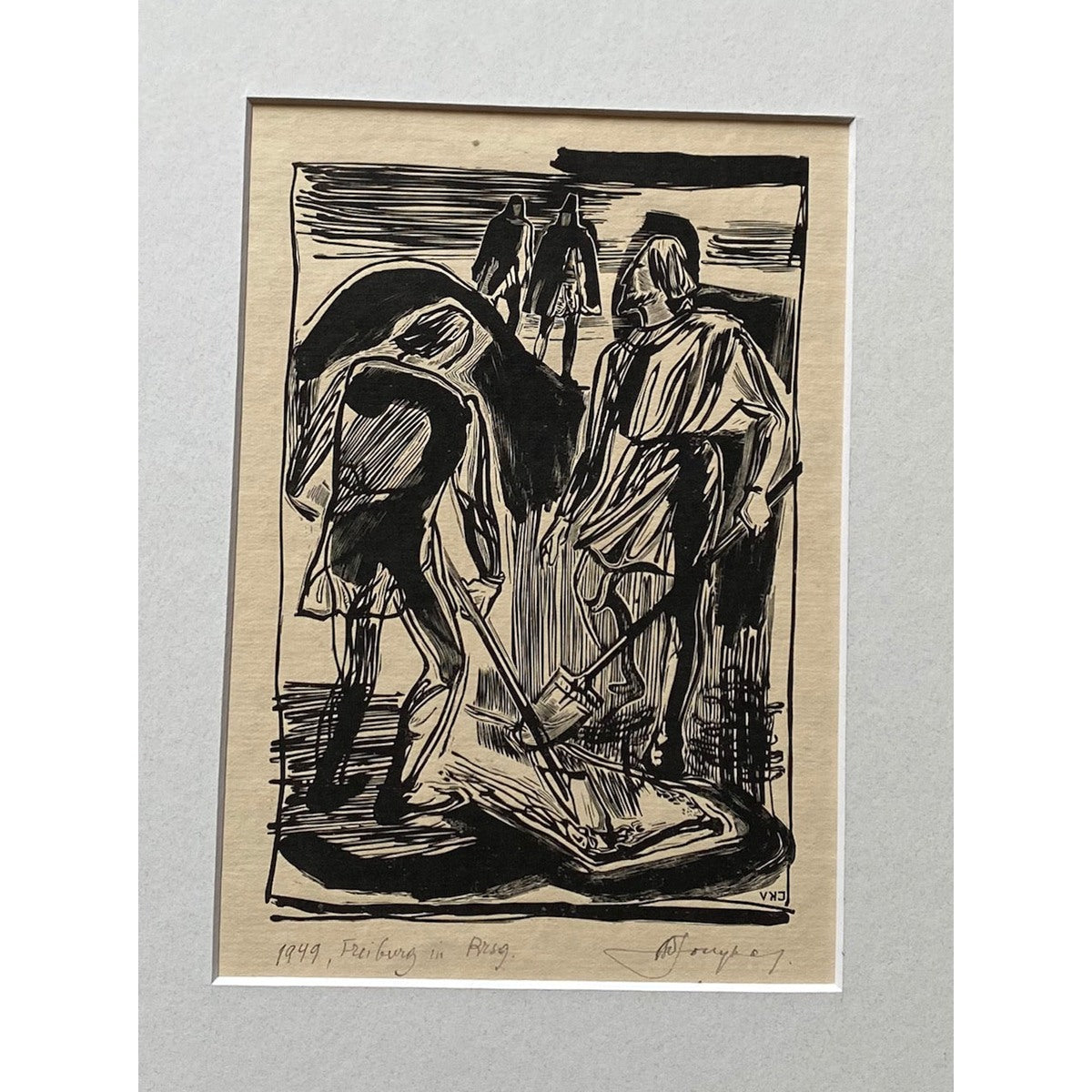 Vytautas Kazimieras Jonynas | Iliustracija Hamletui, 1949 | Medžio raižinys popierius, 18x12 (34x26)