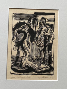 Vytautas Kazimieras Jonynas<br>Iliustracija Hamletui, 1949<br>Medžio raižinys popierius, 18x12 (34x26)