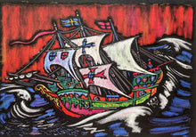 Load image into Gallery viewer, Vytautas Kasiulis&lt;br&gt;Skandinavų laivas&lt;br&gt;Litografija, 6/210, 21x30 (31,5x41,5)
