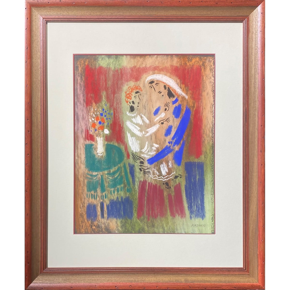 Vytautas Kasiulis | Motina su vaiku, XX a. 5-6 deš. | Pastelė, popierius, 57x46 (84x69)