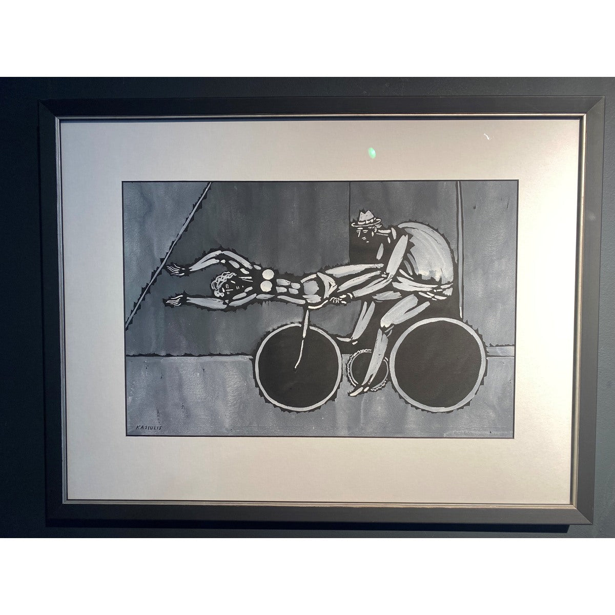 Vytautas Kasiulis | Cirko artistas ant dviračio, XX a. 6-7 deš. | Guašas, popierius, 37x50 (51x64)