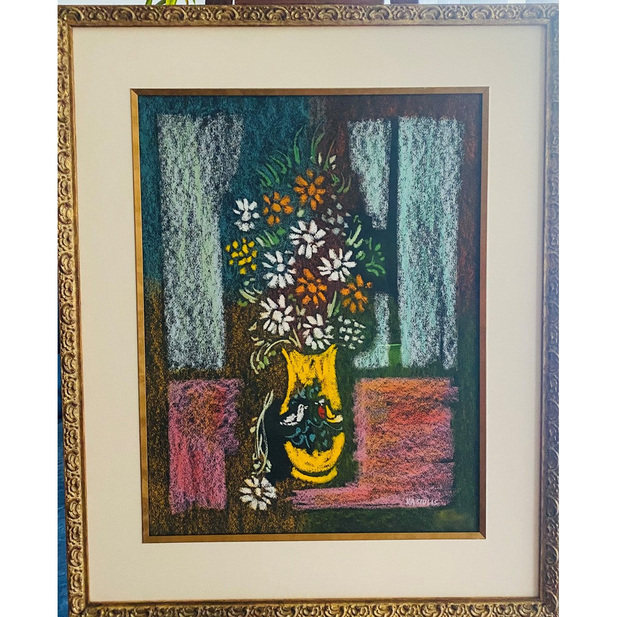 Vytautas Kasiulis | Vaza su gėlėmis | Pastelė, popierius, 65x50 (80x65)
