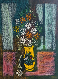 Vytautas Kasiulis<br>Vaza su gėlėmis<br>Pastelė, popierius, 65x50 (80x65)