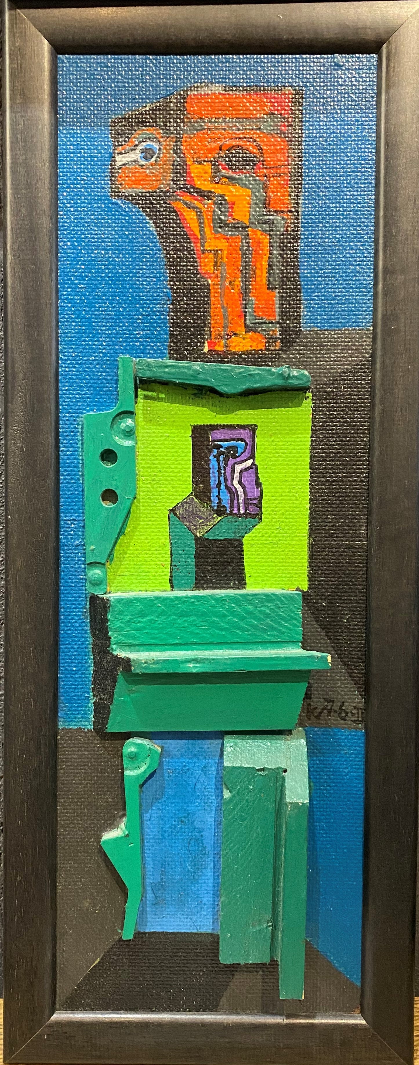 Vincas Kisarauskas | Friday, Waiting for Saturday, 1976 | Cardboard, mixed tech. collage, 40,5x14