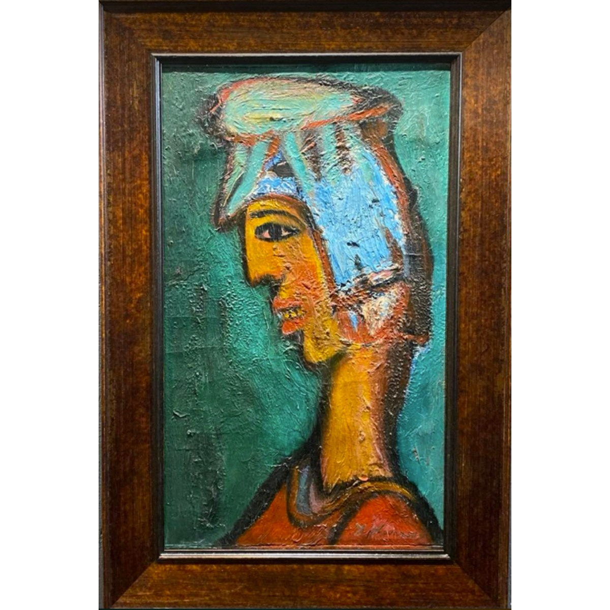 Yehoshua Kovarsky | Modern Figure, ~1950 | Oil on canvas, 51x31 (61x41)