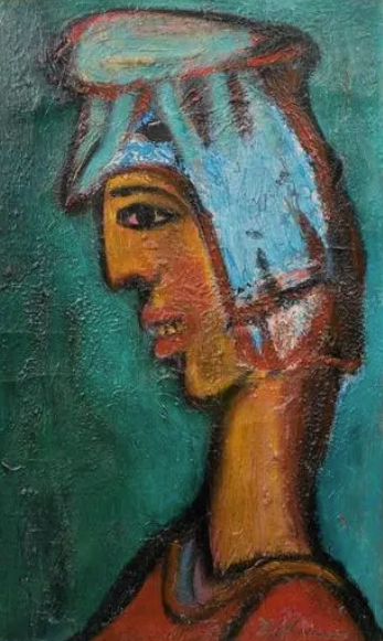 Yehoshua Kovarsky | Modern Figure, ~1950 | Aliejus, drobė, 51x31 (61x41)