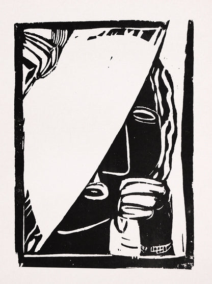 Lasar Segall | Moteris už reporterio galvos / Cabeça feminina atras de reprositeiro, 1929 | Ksilografija, 24x18 (41,5x35)