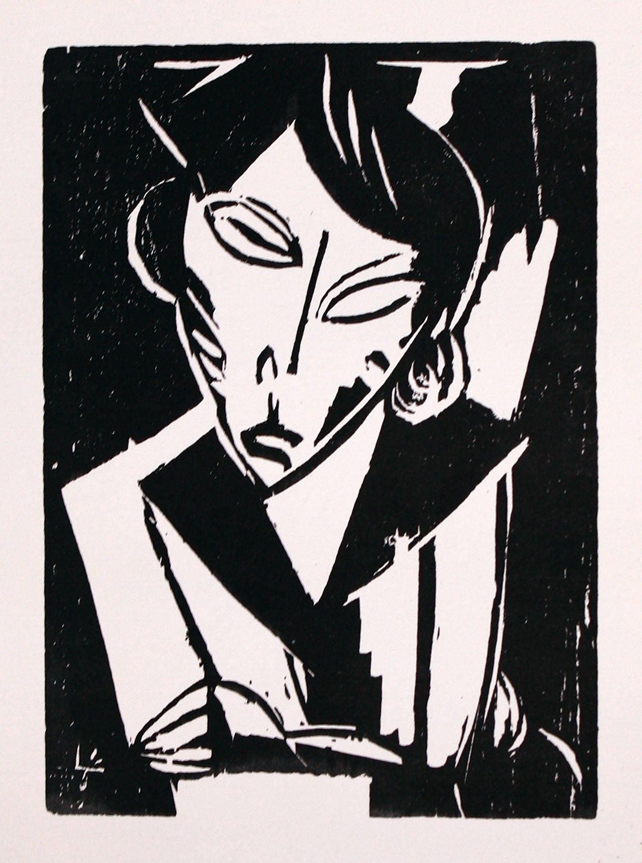 Lasar Segall | Pavargusi moteris / Busto de mulher debruçada, 1910-1911 | Ksilografija, 22x16 (39x32,5)