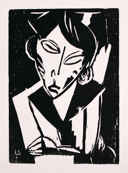 Lasar Segall | Pavargusi moteris / Busto de mulher debruçada, 1910-1911 | Ksilografija, 22x16 (39x32,5)