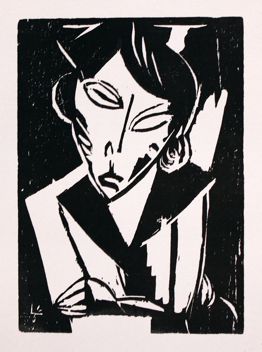 Lasar Segall | Pavargusi moteris / Busto de mulher debruçada, 1910-1911 | Ksilografija, 22x16 (39x32,5)